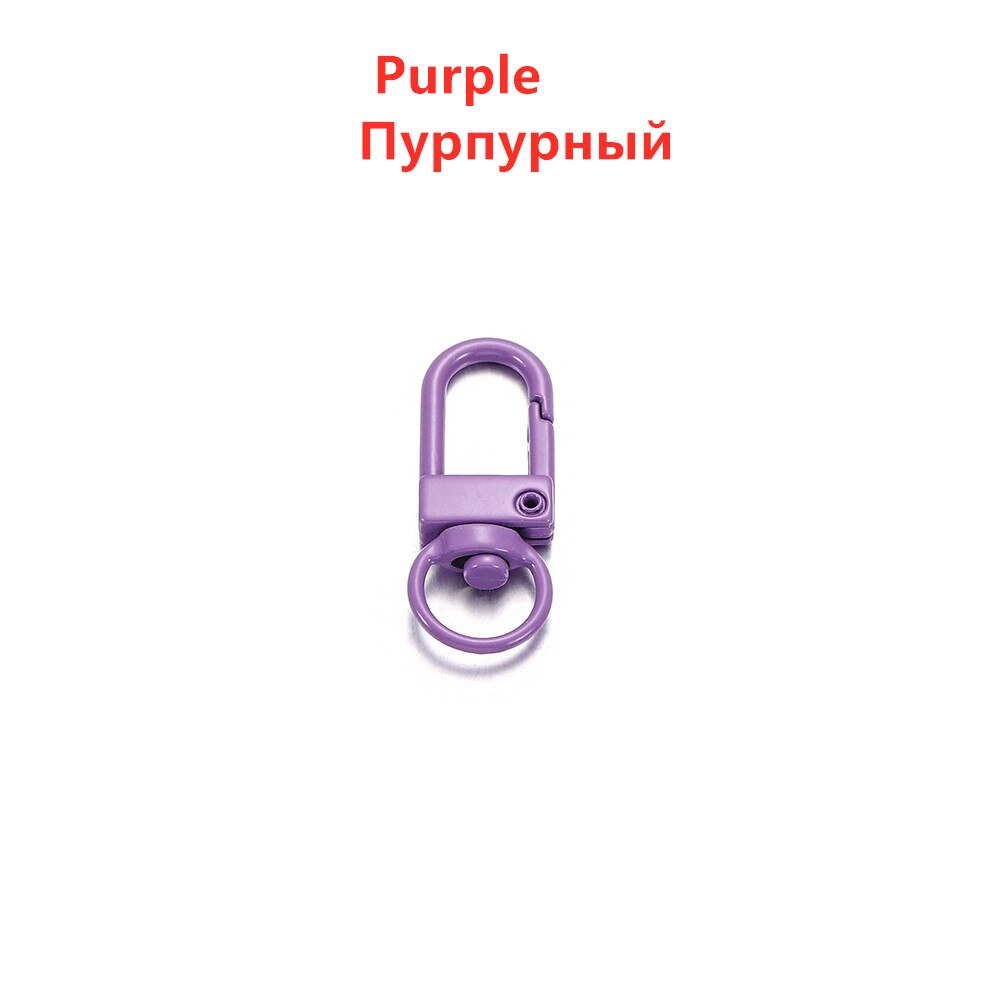 10 unids/lote de llavero colorido, cierre de mosquetón de Metal, Clips de gancho para llavero, ganchos, DIY, joyería, accesorios: Purple
