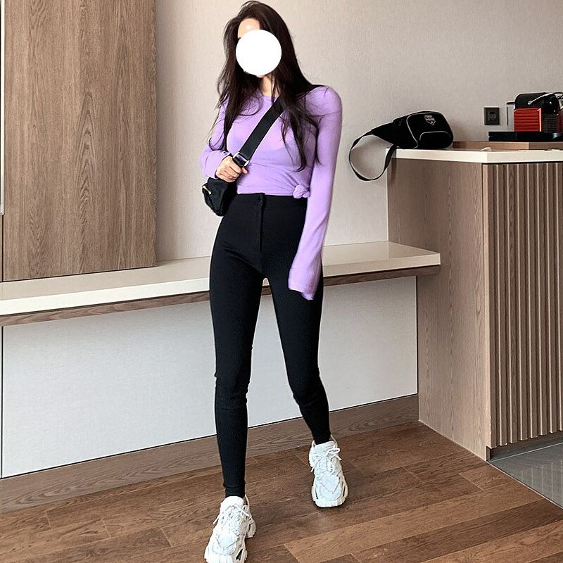 Leggings Women Wear Spring Thin Section Small Feet Wild Small Black Pants High Waist Was Thin Black Pants