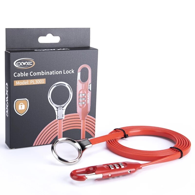 Bicycle Lock With Combination Cable Lock For Mountain Road Bike Helmet Lightweight Multifunction Luggage Cycle Bike Lock