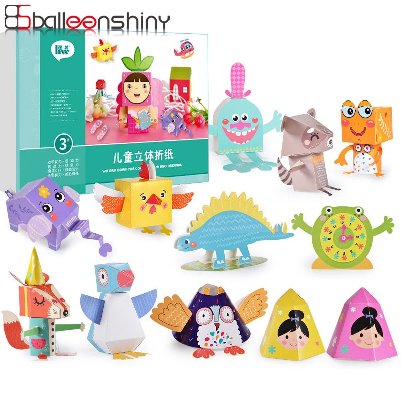 Balleenshiny 12PCS FAI DA TE Educational Origami di Carta di Taglio Libro Artigianato Fatti A Mano Bambino Giocattoli Scuola Materna Divertente Puzzle Del Bambino Regali Per Bambini