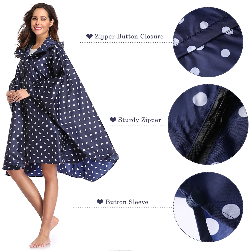 Hupullinen sadetakki poncho vedenpitävä aikuisille miehille naisille taskuilla