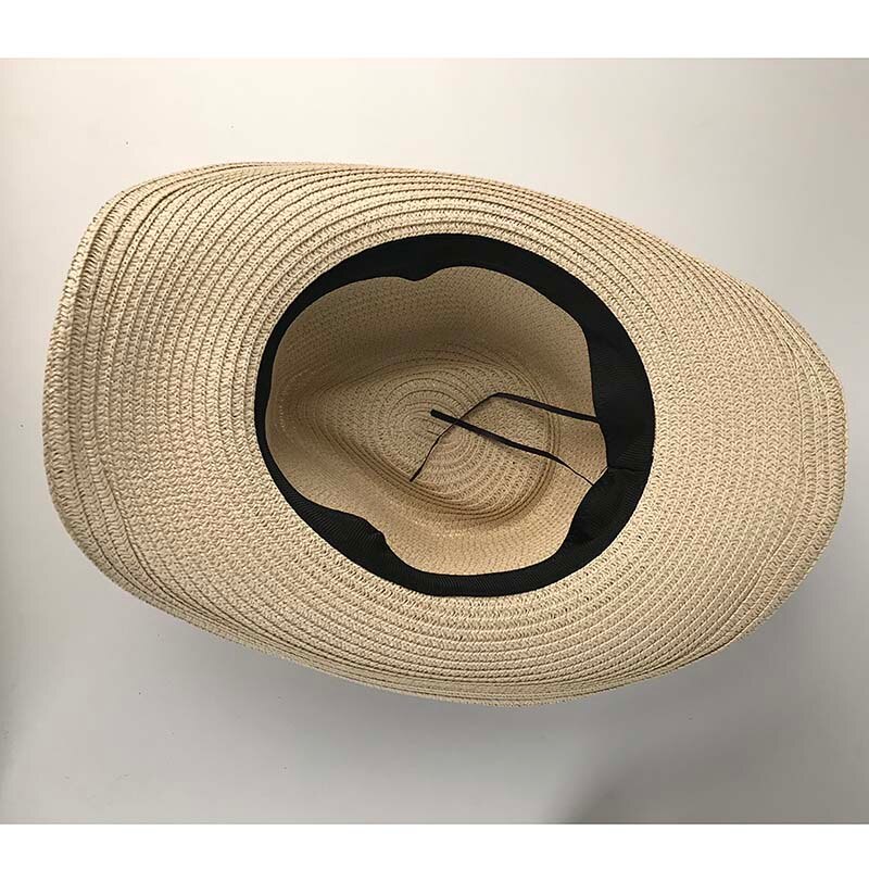 Men Straw Western Cowboy Hat Roll Up Brim Gentleman Sombrero Hombre Jazz Hat