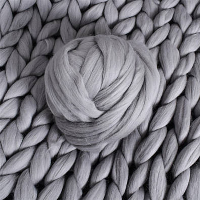 1000g/ kugle super tyk naturlig uld chunky garn filt uld roving garn til spinding hånd strikning spin garn gør-det-selv tæppe levering: Lysegrå