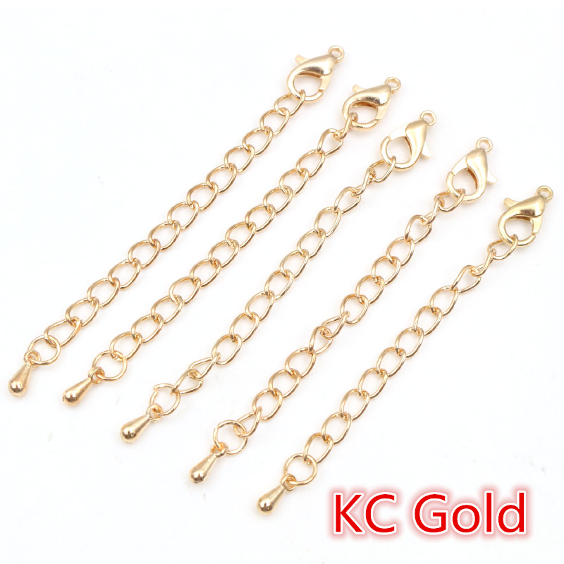 10Pcs 50 70Mm Gold Verzilverd Uitgebreide Uitbreiding Tail Chain Kreeft Sluitingen Connector Voor Diy Ketting Sieraden Maken bevindingen: S / Rood