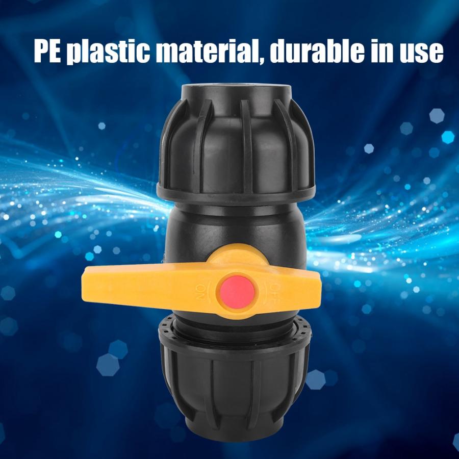 Ball Valve Connector PE Plastic 50mm Diameter Ball Valve Connector Water Pipe Fitting Accessories