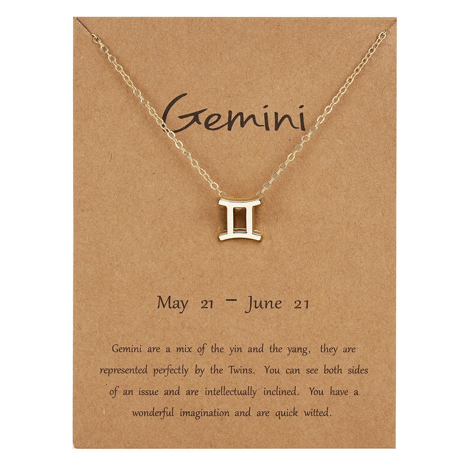 12 Constellation Pendant Gold Necklace Jewelry Choker Necklace Zodiac Sign Charm Necklace Birthday Wish Card for Women Girl: Gemini