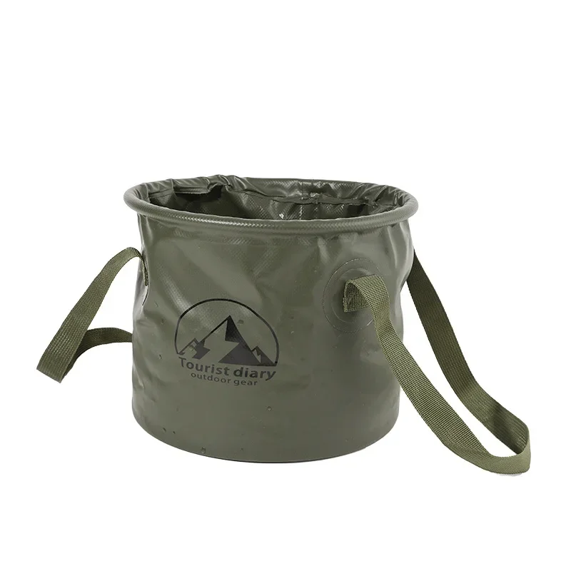 1pc Handheld emmer Outdoor Opvouwbare Waterdichte Gootsteenemmer Draagbare Reizen Camping Vissen opbergemmer: green