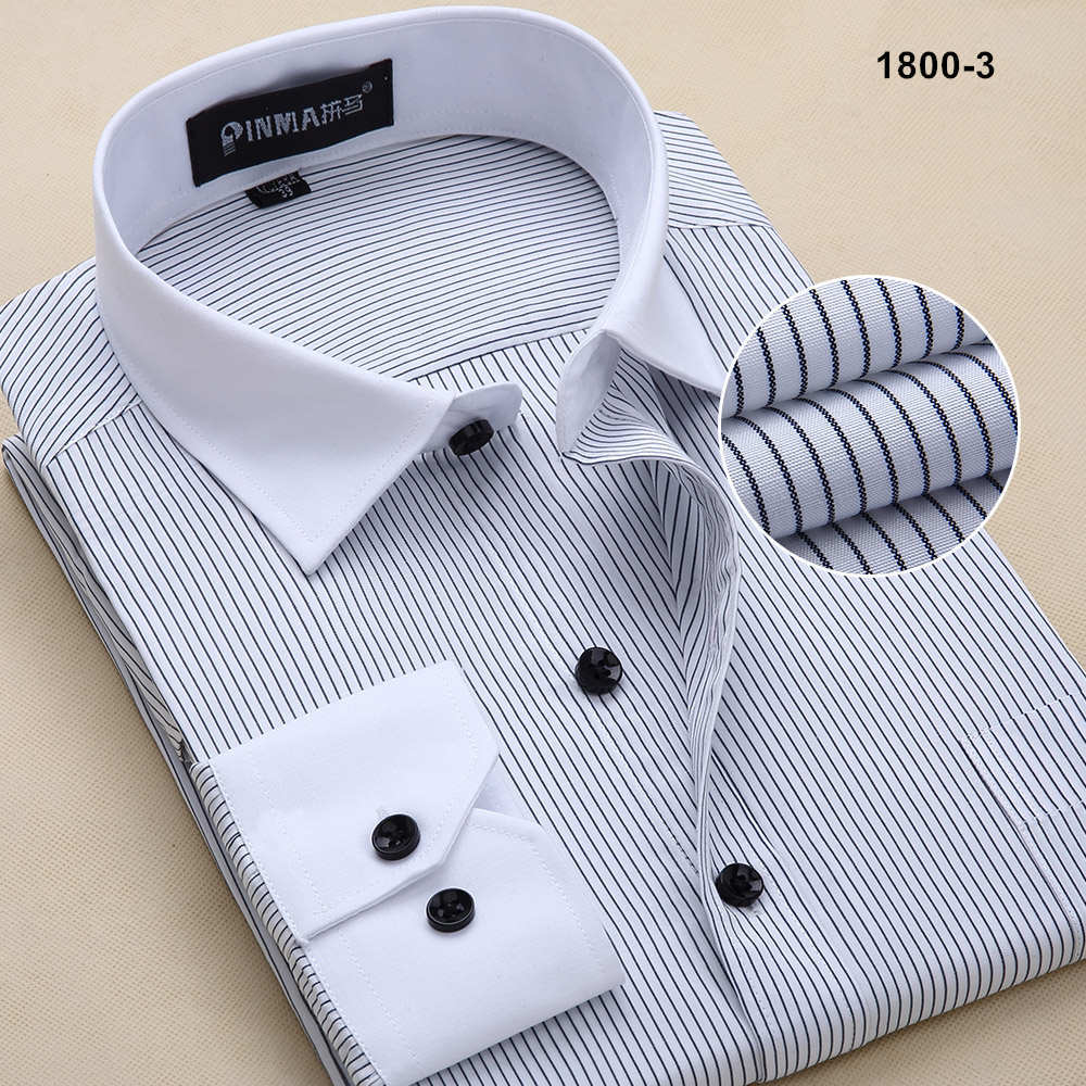Brand Men's Full Sleeve Striped Shirts Men Social Business Formal Shirt Dress Shirt For Men: 18003 / Asian Size M