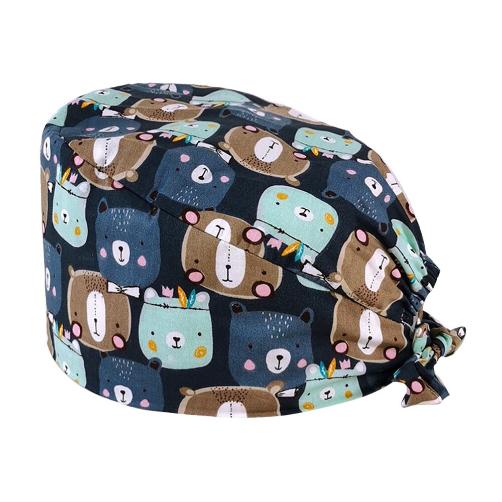 Cartoon dierenpatroon print unisex mat pet laboratorium dierenwinkel werkende verpleegster hoed ziekenhuis dokter operatie pet: 12057