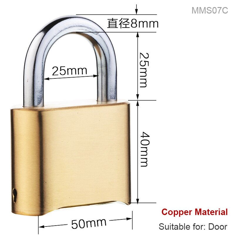 Outdoor Lock No Key 4 Digit Combination Coded Padlock, Waterproof Rustproof Brass Big Size Copper for Fence Warehouse Door Locks: MMS07C
