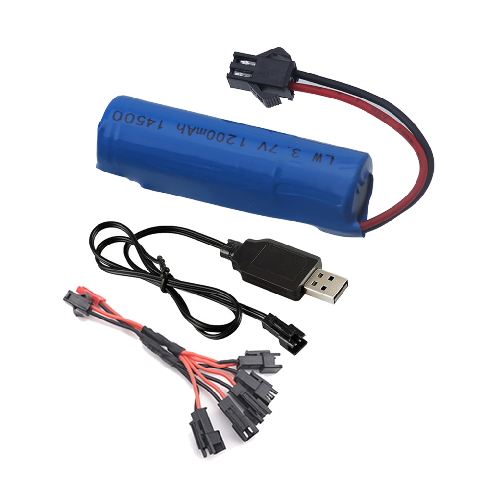 3.7V 1200mAh battery 14500 2S rechargeable battery for remote control toy helicopter train motorcycle 3.7v RC Stunt Car battery: Red