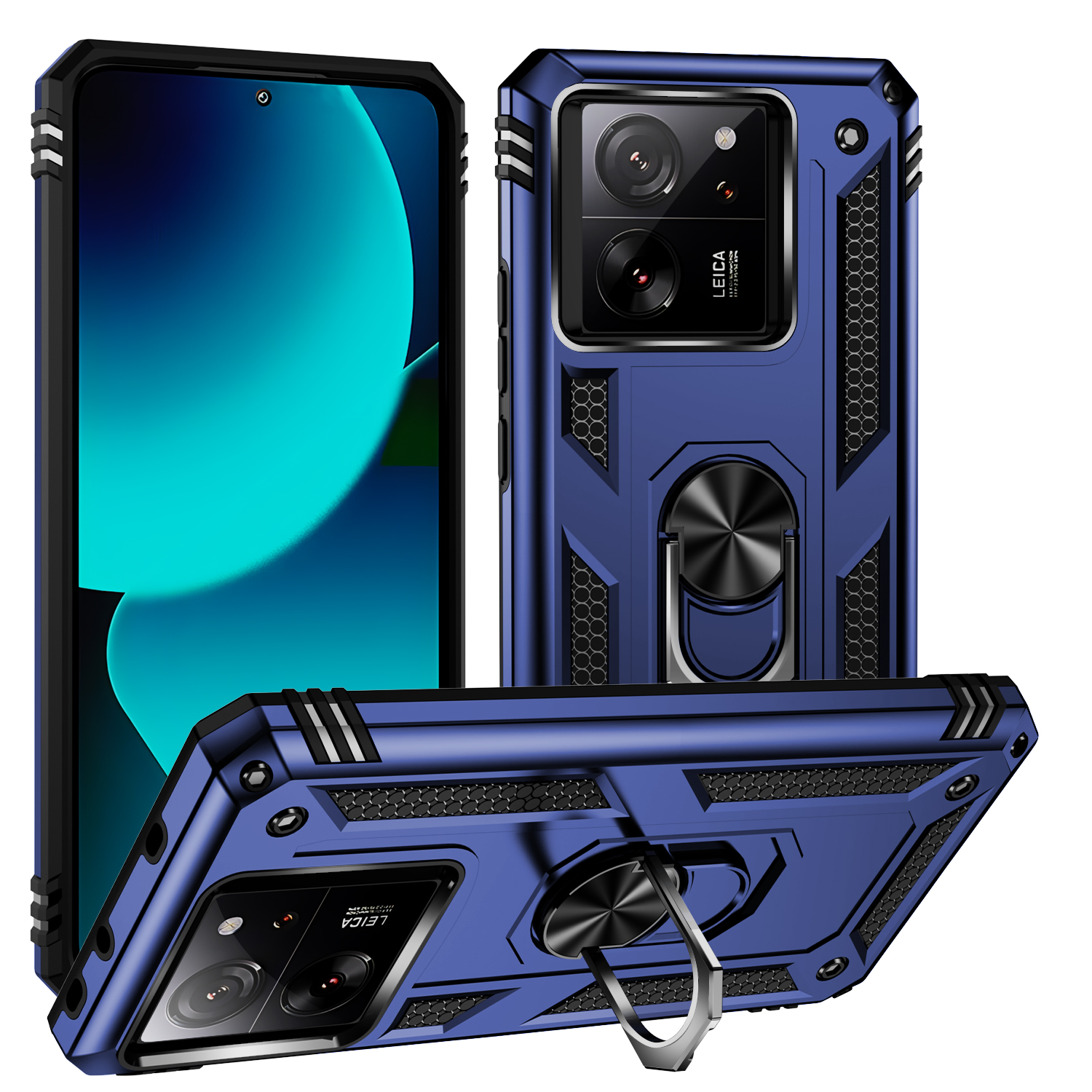 Stoßfest Rüstung Für Xiaomi Mi 13T Pro 12T Pro 11T Fall Telefon Für Mi 13T Ring Stehen stoßstange Silikon Telefon Zurück Abdeckung: Baumwollstoff / schwarz