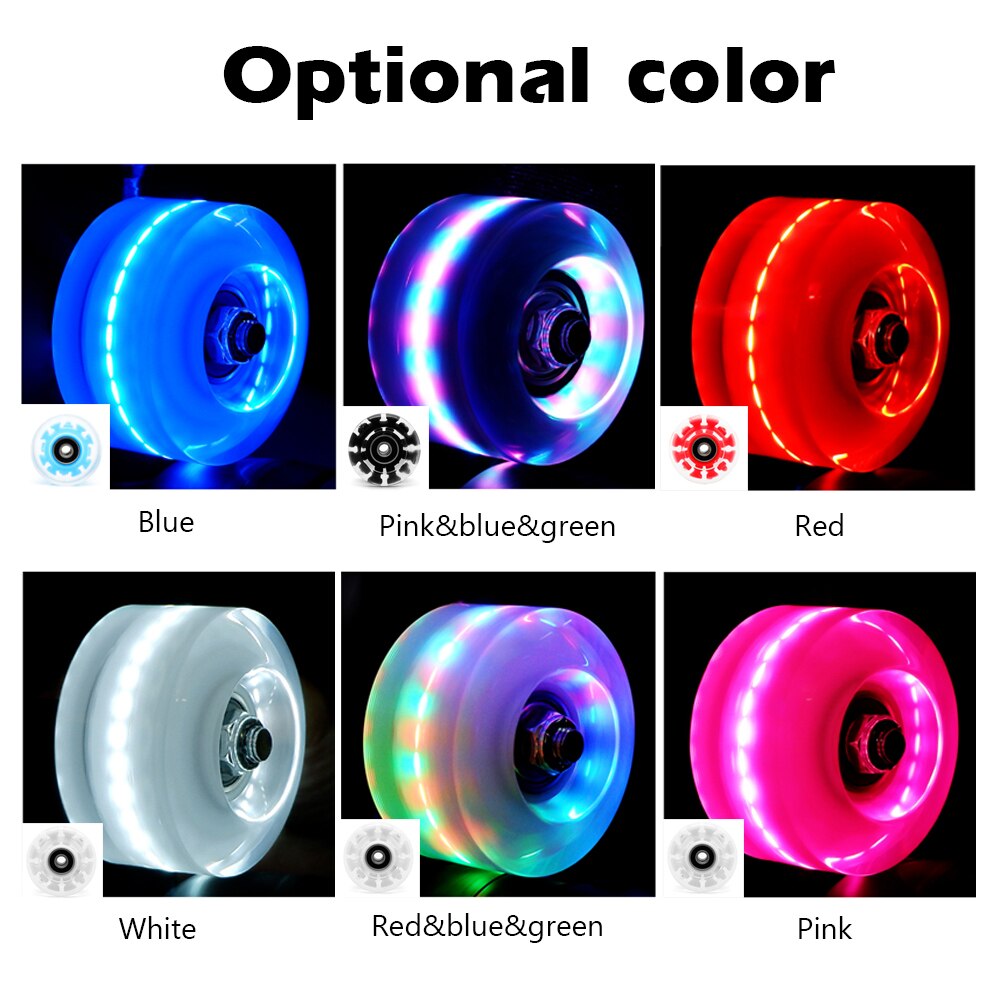 4PC Double Row Wheel Slide Shoes Light Wheel Four Wheel Roller Skate Flash Wheel Skates Roller Double Row Roller Skates