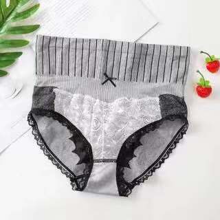 High Waist Tight Belly Women Panties Lace Sweet Underwear Graphene Crotch Antibacterial Lingerie Soft Comfortable Pantys: grey panties / L