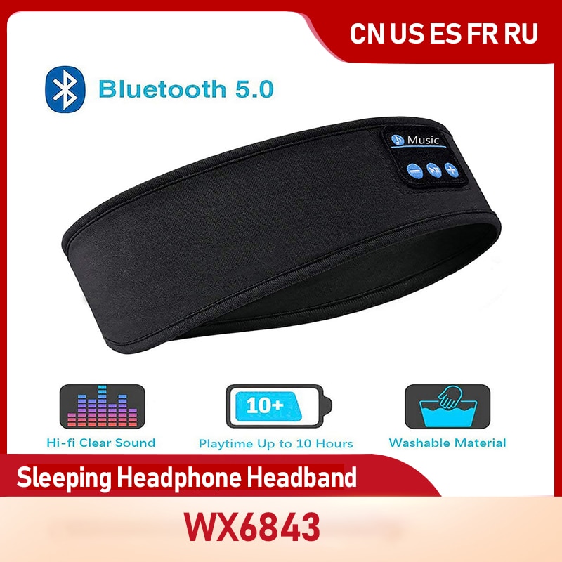 Bluetooth Slapen Hoofdtelefoon Hoofdband Dunne Zachte Elastische Comfortabele Draadloze Muziek Hoofdtelefoon Oogmasker Voor Side Sleeper