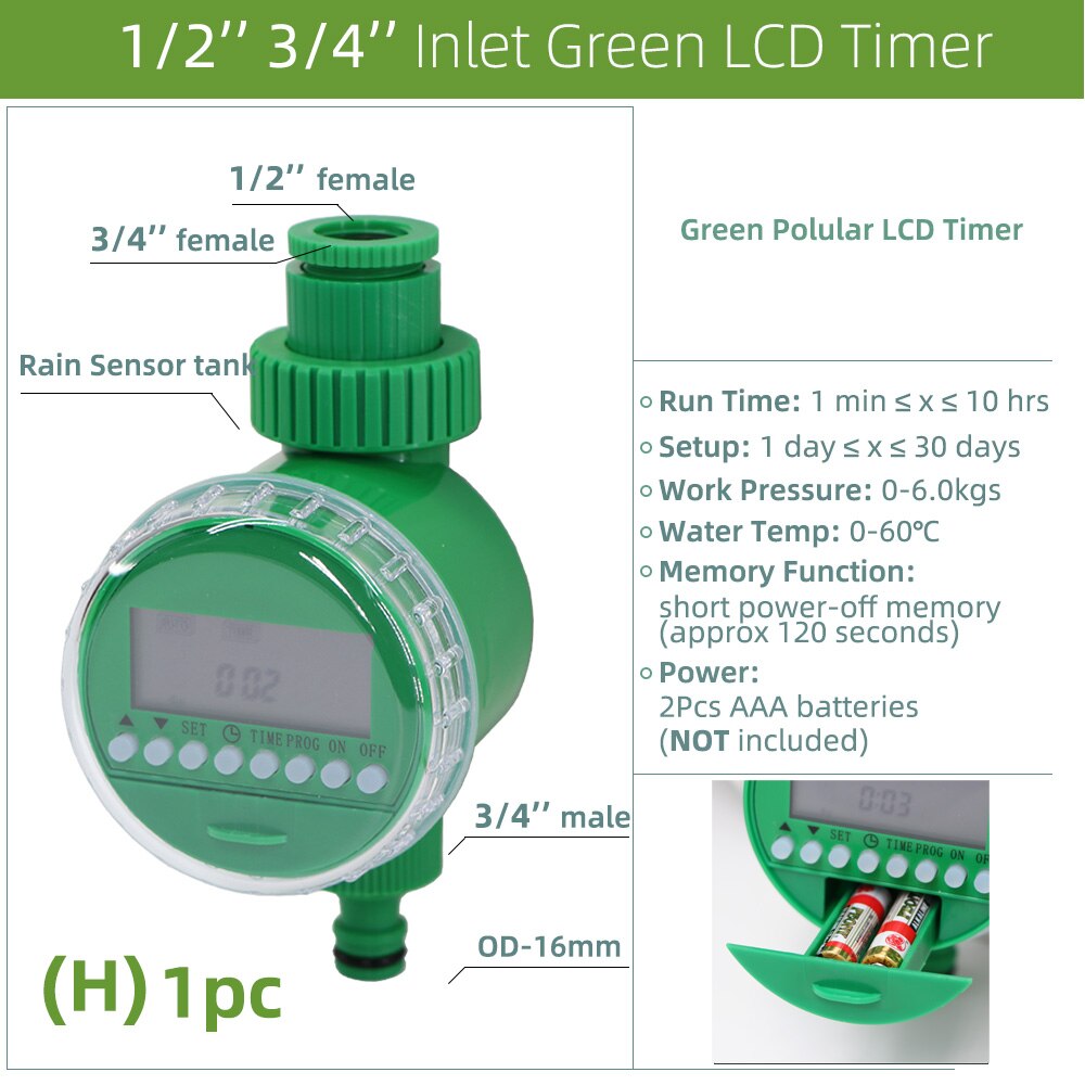 Automatische Watering Timer Elektronische Irrigatiesysteem Liquid Crystal Display Regen Sensor Solar Controller Kas Timing Tool: H