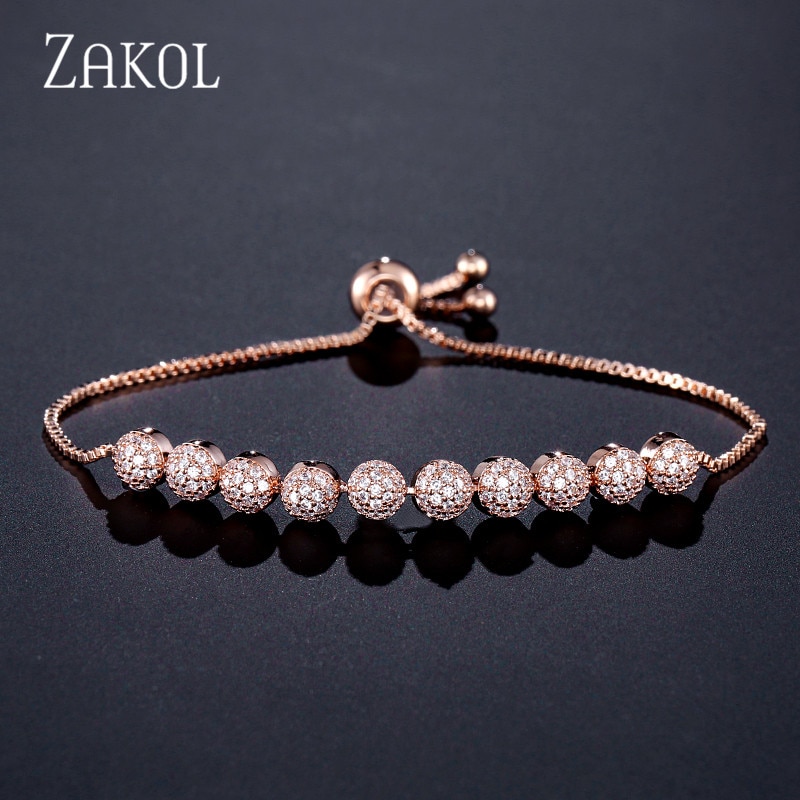 Zakol Semi-Cirkel Shining Aaa Zirconia Crystal Pave Verstelbare Cz Armbanden Voor Vrouwen FSBP2059