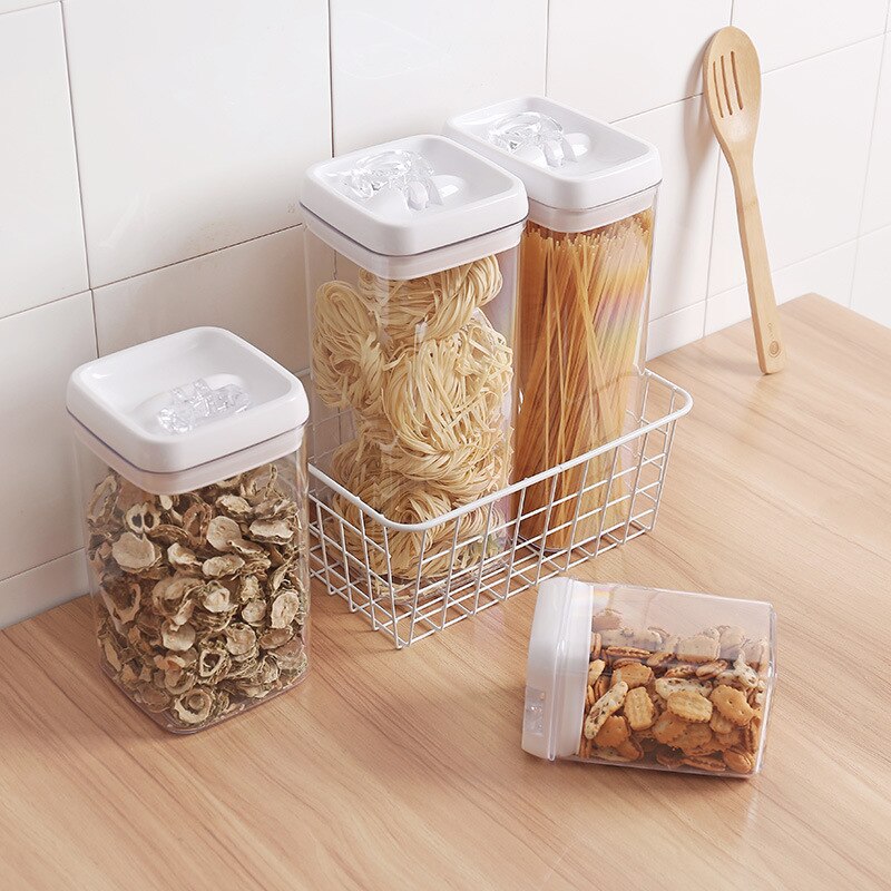 Juego de contenedores herméticos para almacenamiento de cereales, recipientes de plástico con tapa de bloqueo para cocina, contenedor de nevera para alimentos secos y cereales