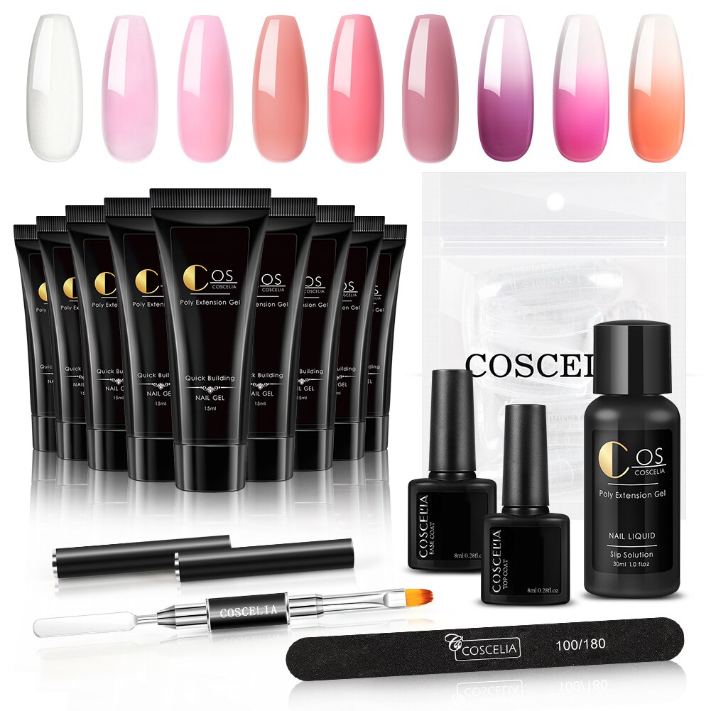 Manicure akryl poly negle gel kit sæt kunst dekorationer gel til forlængelse gel negle kit til negle: Sæt 06