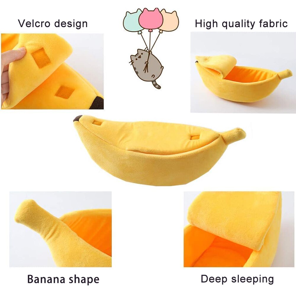 Lit banane Super doux pour chat et chien, niche, panier de couchage , coussin de confort pour chat, grotte confortable et Portable