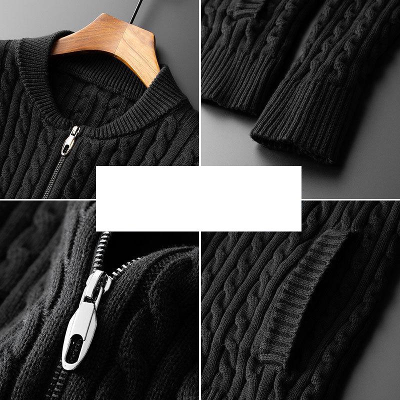 Forårs strikket cardigan jakke stativ krave afslappet computer stribet sweater herre plus størrelse m  -4xl