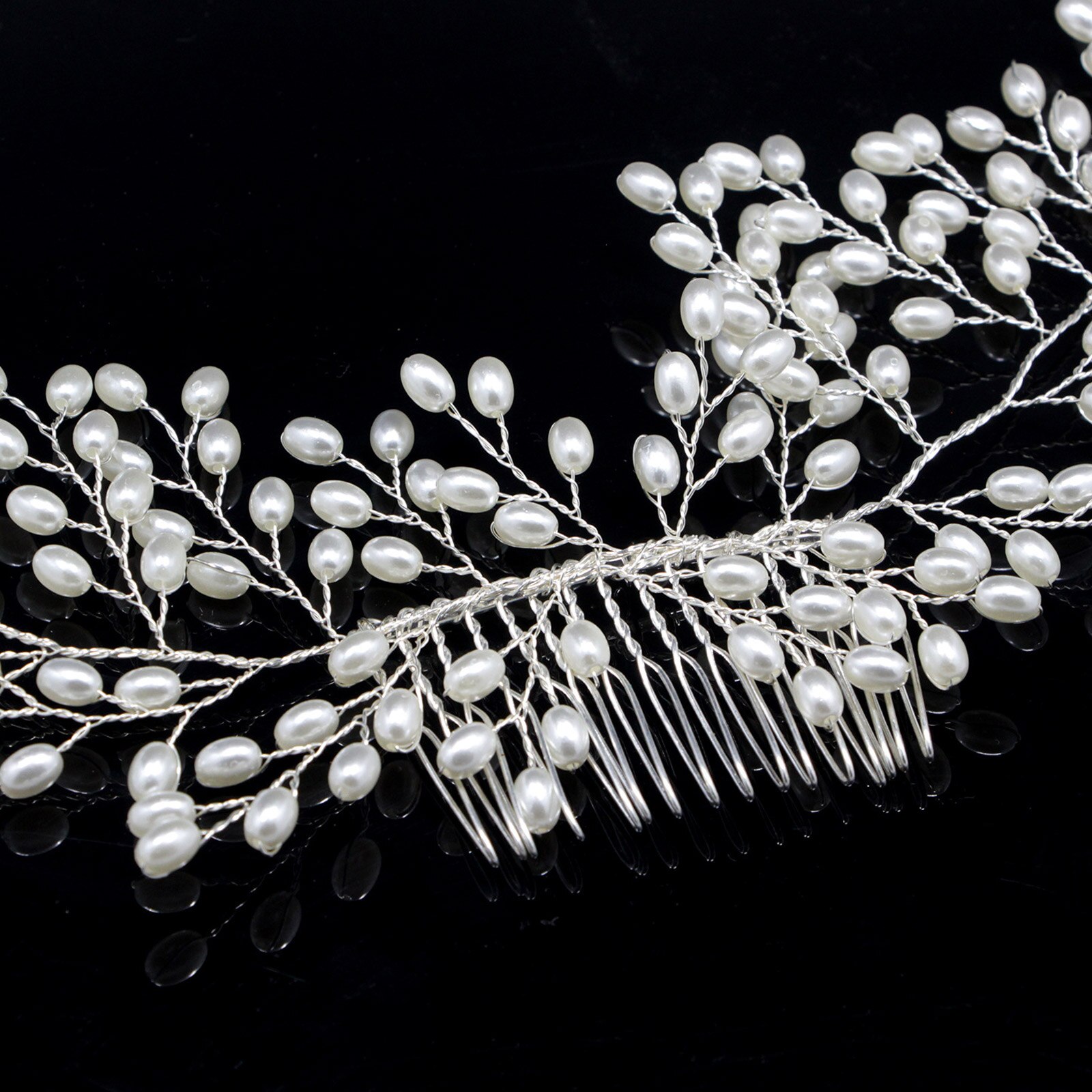 Bridal Wedding Hair Comb Handmade Pearls Headpiece Hair Pins Hair Accessories for Brides Bridesmaids Women Girls Wedding Dresses