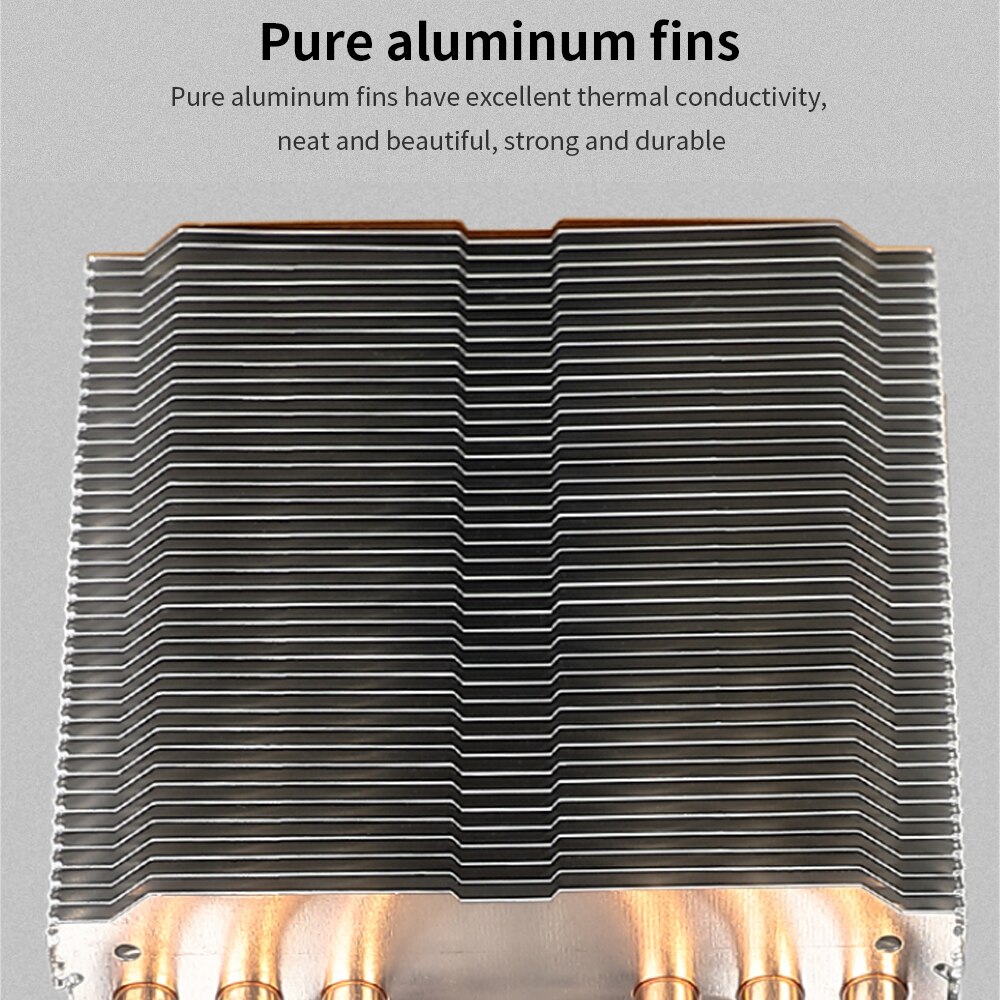 TISHRIC – ventilateur de refroidissement à 6 colonnes en cuivre, 4 broches, PWM, rvb, pour processeur Intel LGA 1151 1150 AMD AM2 AM3