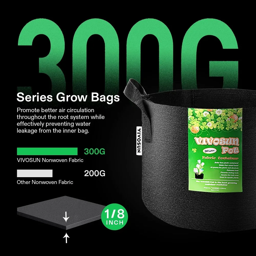 5PCS Felt Grow Bags Gardening Thickened Grow Pot With Handles Vegetable Tomato Growing Felt Vase Garden Potato Planting Pots