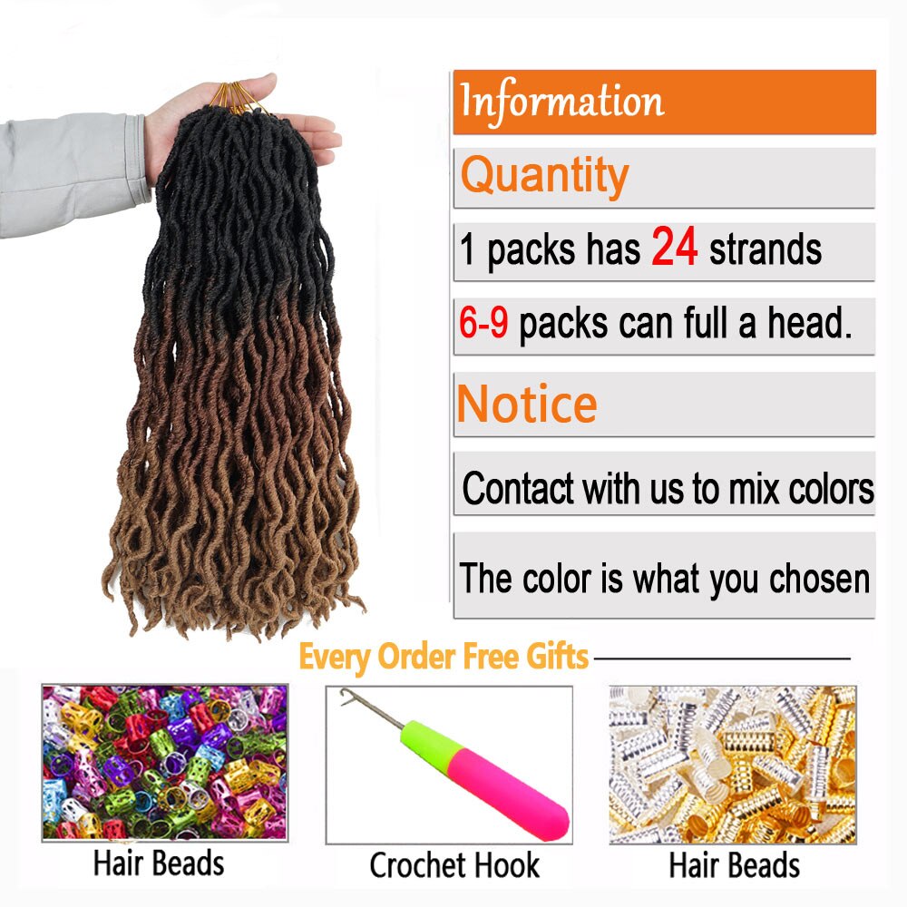 Ombre Curly Faux Locs Crochet Hair Synthetic Kanekalon Dread Locs 20 Inch Senegalese Twist Hair Extensions 24 Strands for Women