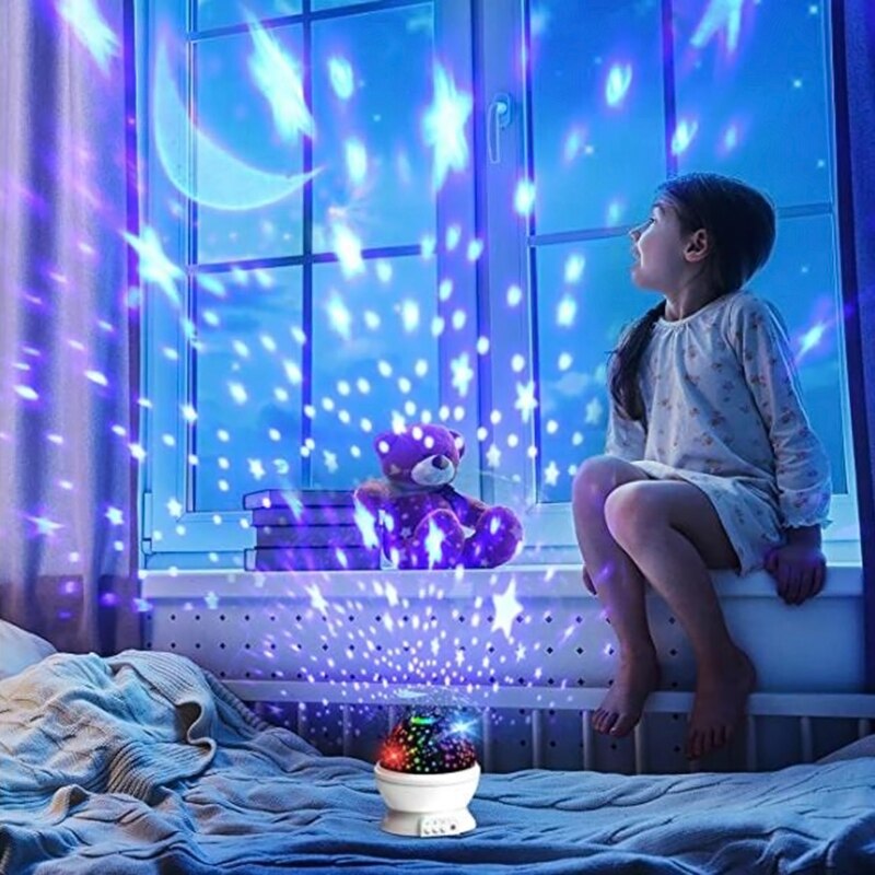 Sterrenhemel projector roterende led nachtlamp planetarium kinderkamer ster lamp kinderen baby speelgoed