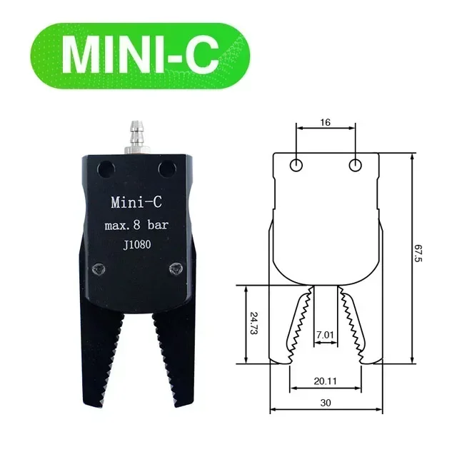 Pneumatic Gripper Manipulator Fixture for Injection Molding Grab With Sensor Switch Water Spout Clip Robot Arm Fixture Cylinder: black