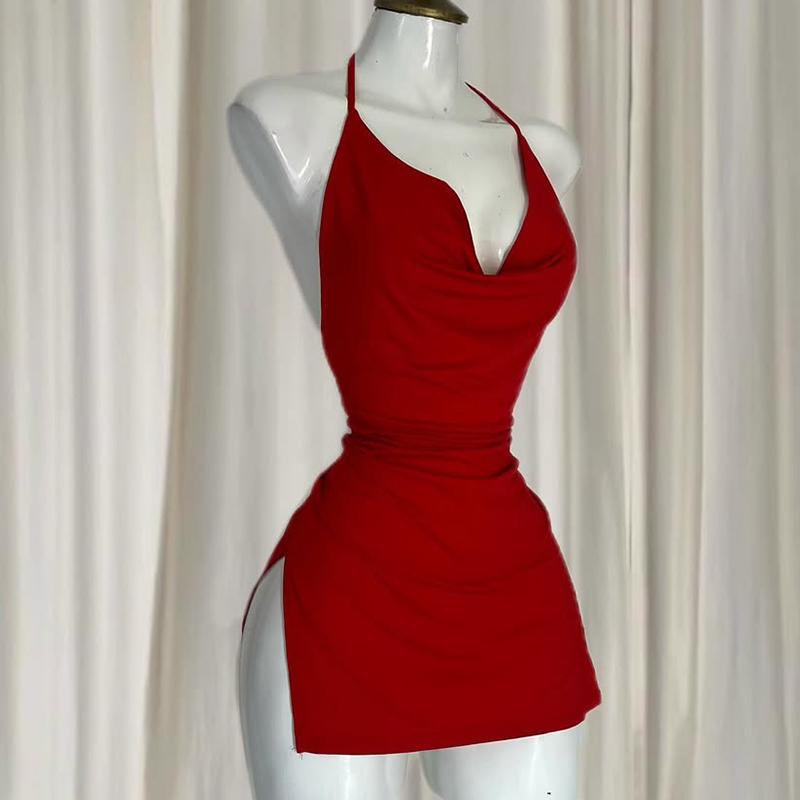 Kvinders Sexet Hjemmekjole Med Halterneck camisole Grandado