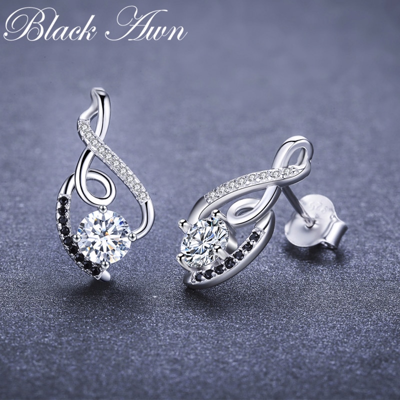 Classic 2.2g 100% Genuine 925 Sterling Silver Female Earring Fine Jewelry Vintage Wedding Stud Earrings for Women T006