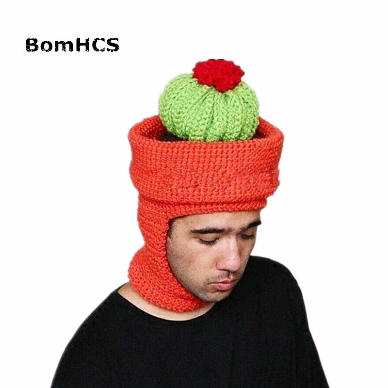 Bomhcs hauska pipo 100%  käsintehty neulottu hattu uudesti halloween juhla syntymäpäivä joulu: Kaktus