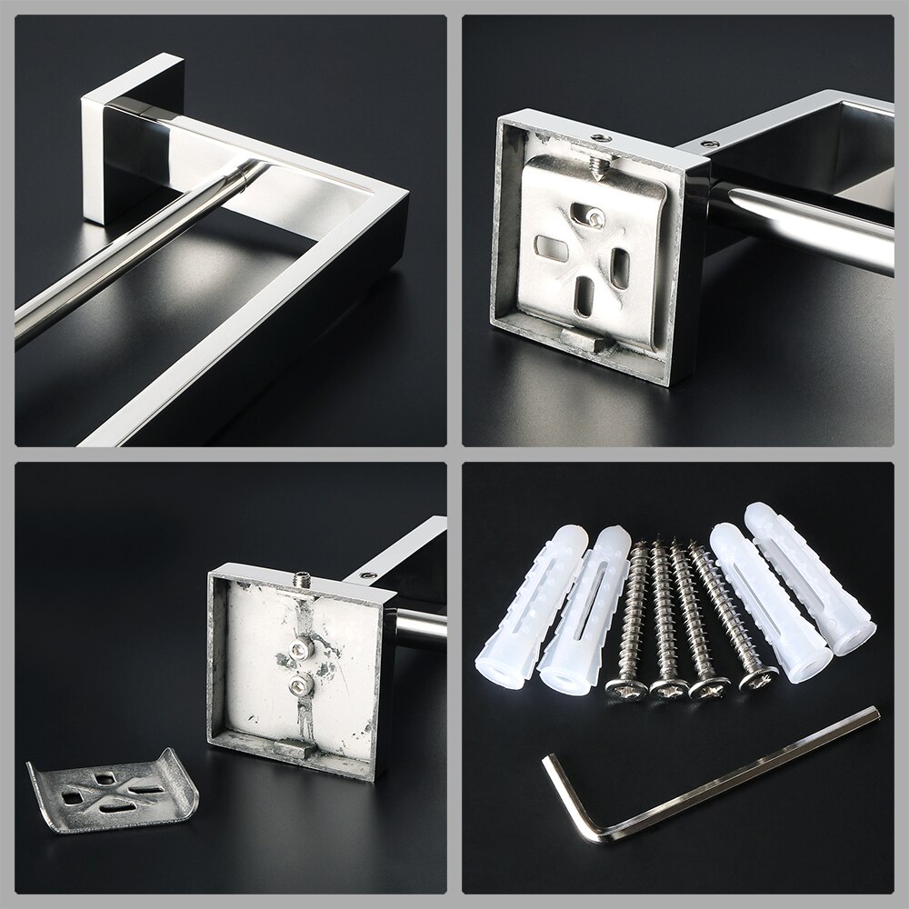 Toallero de acero inoxidable 304, colgador de toallas de baño, soporte de pared, doble barra, estante de almacenamiento de 24 pulgadas