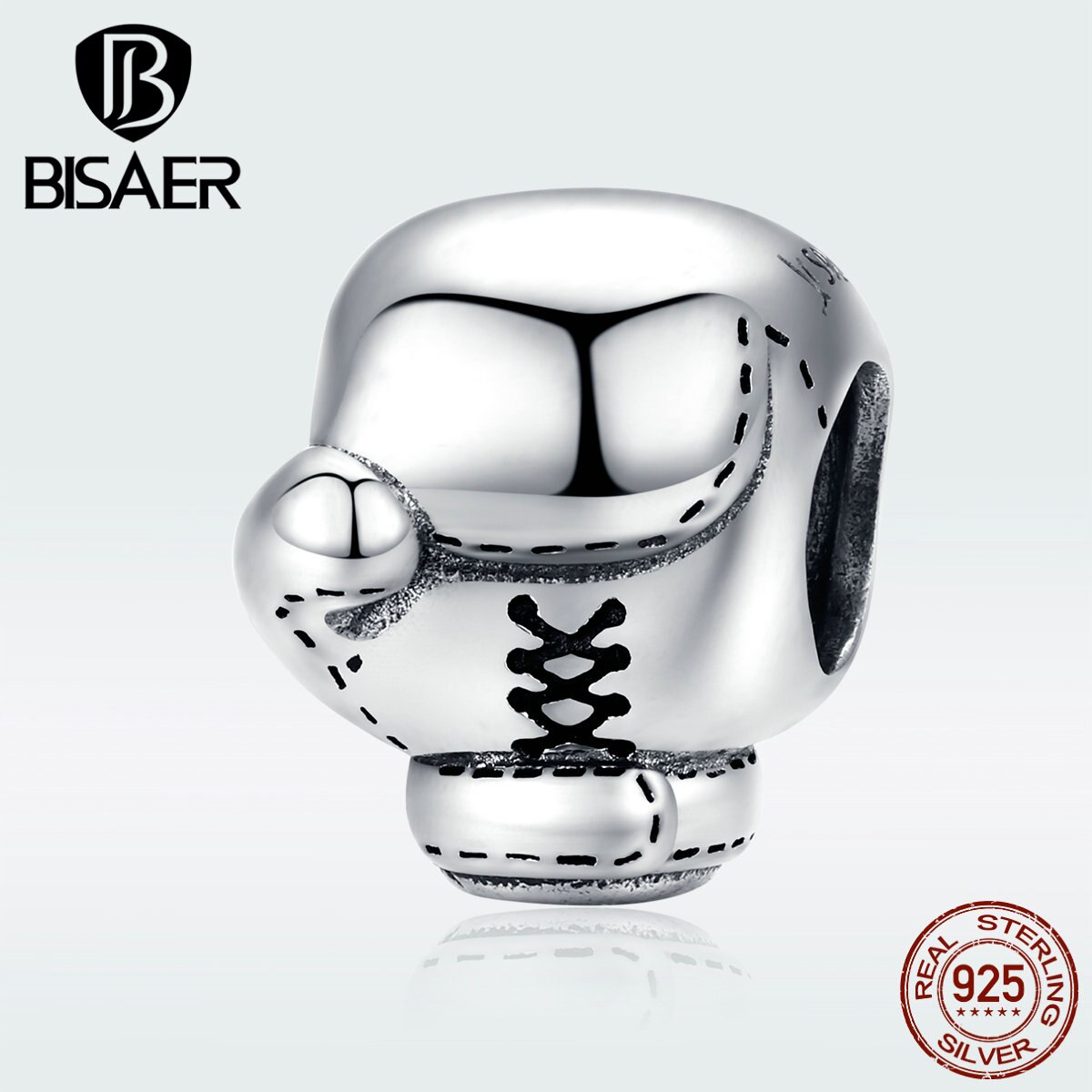 BISAER Authentic 925 Sterling Silver Boxing Sets Gloves Beads Charms fit Bracelets & Bangles Sterling Silver Jewelry ECC1325