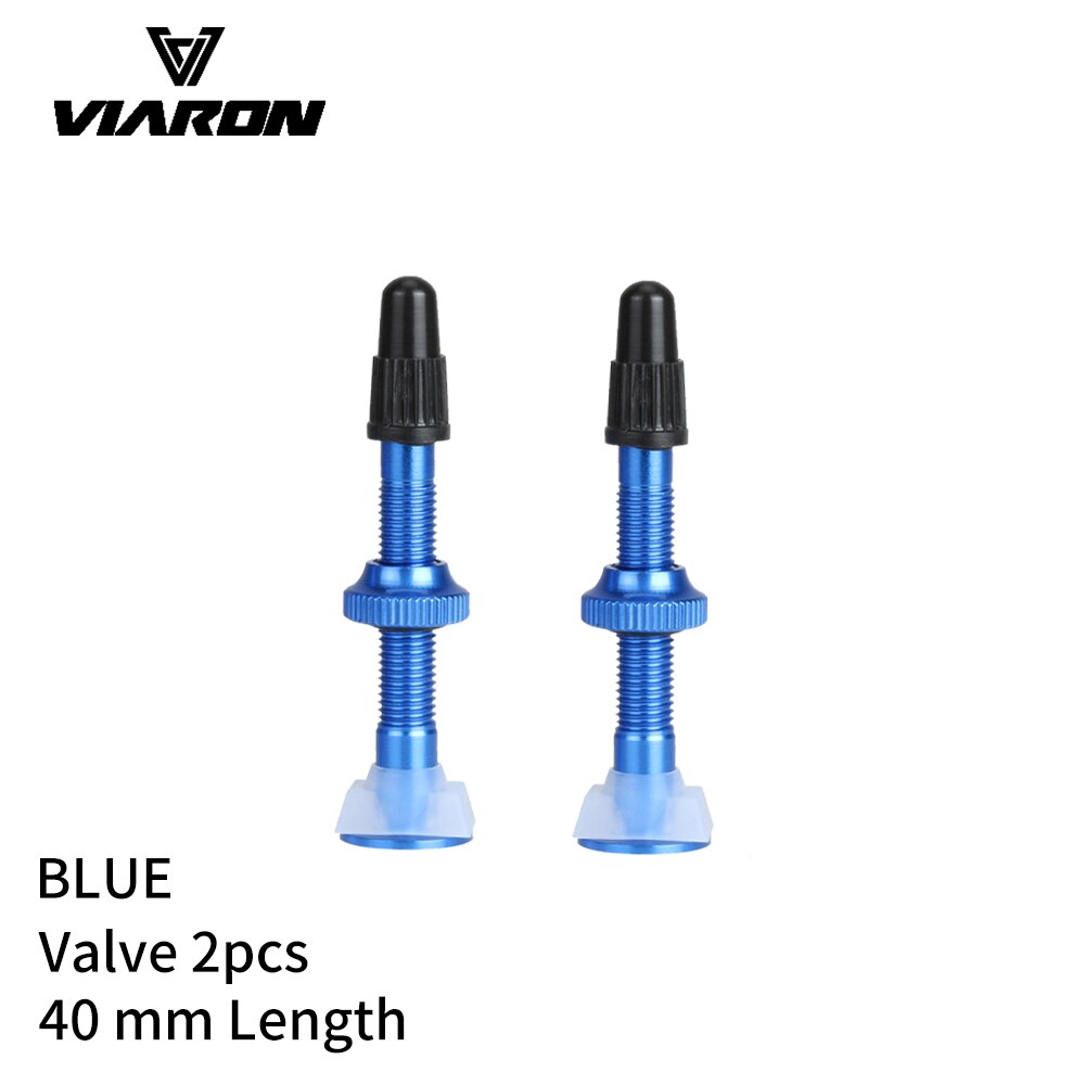 VIARON Bicycle Valve 40mm/60mm MTB Road Bike Tubeless Tires Conversion Anodize Aluminum Alloy Sealant Accessories: 40mm Blue 2pcs