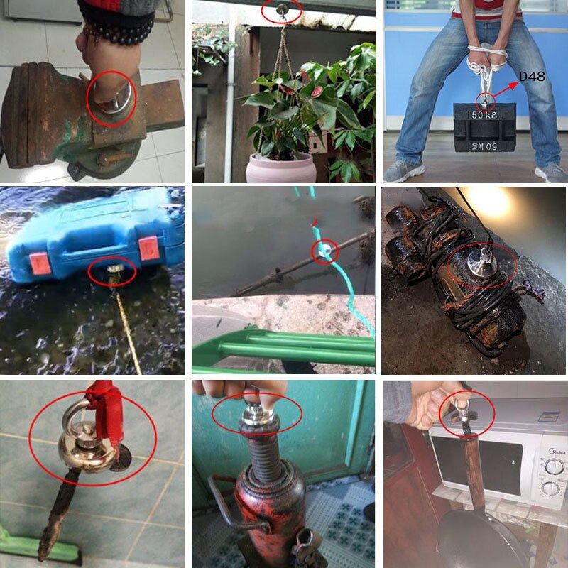 Super Powerful Hole Circular Ring Salvage Magnet Permanent Neodymium Hook Magnet Deap Sea Salvage Equipments D36mm 29kg D32