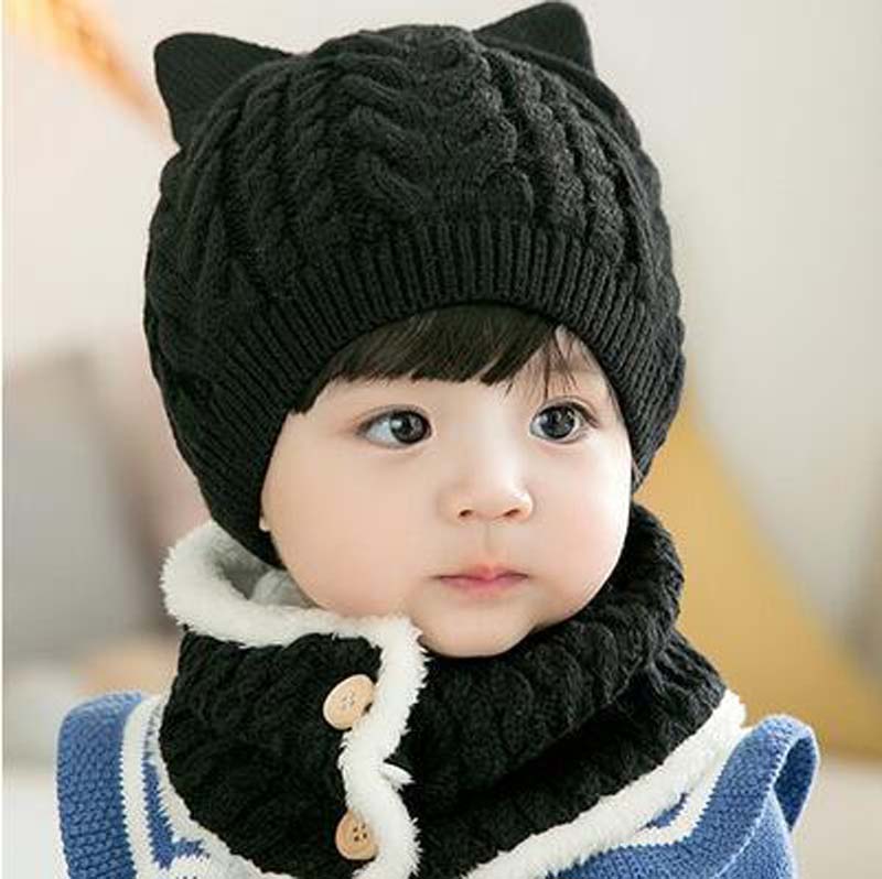 Conjunto de 2 unidades de gorro y bufanda para bebé, tejido grueso y cálido, gorros infantiles, gorros de chicos chicas, gorro de ganchillo, calentador de cabeza, de Navidad