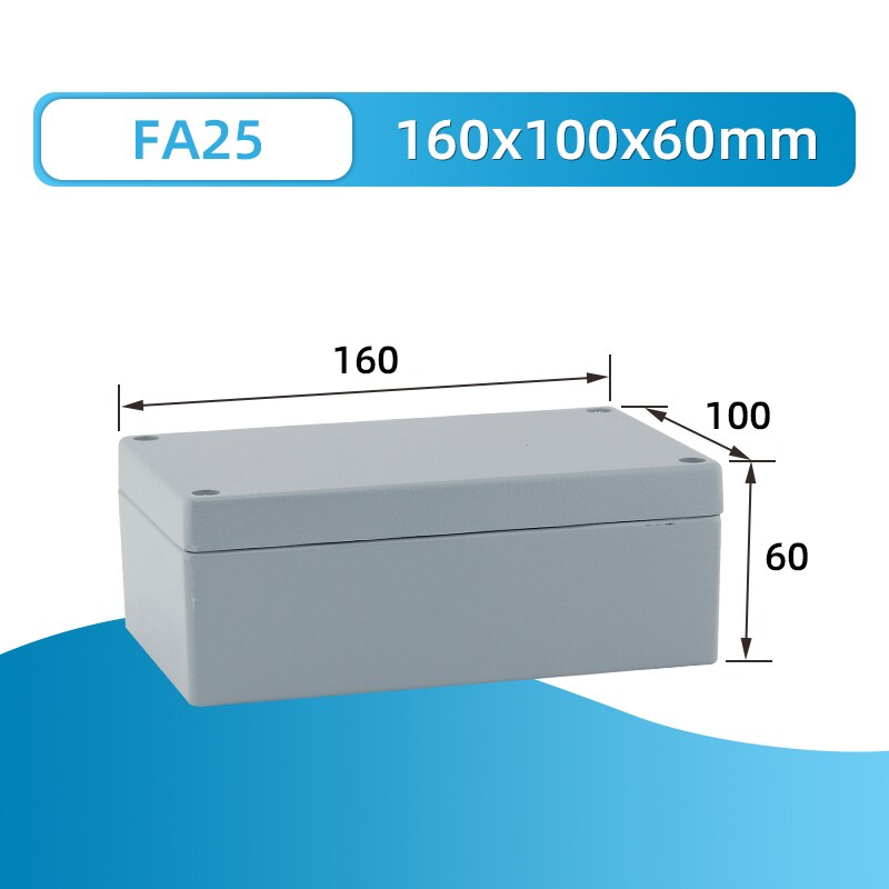IP66 waterproof aluminium electrical assembly project junction box metal enclosure case hermetic distribution terminal housing: FA25 160x100x60mm