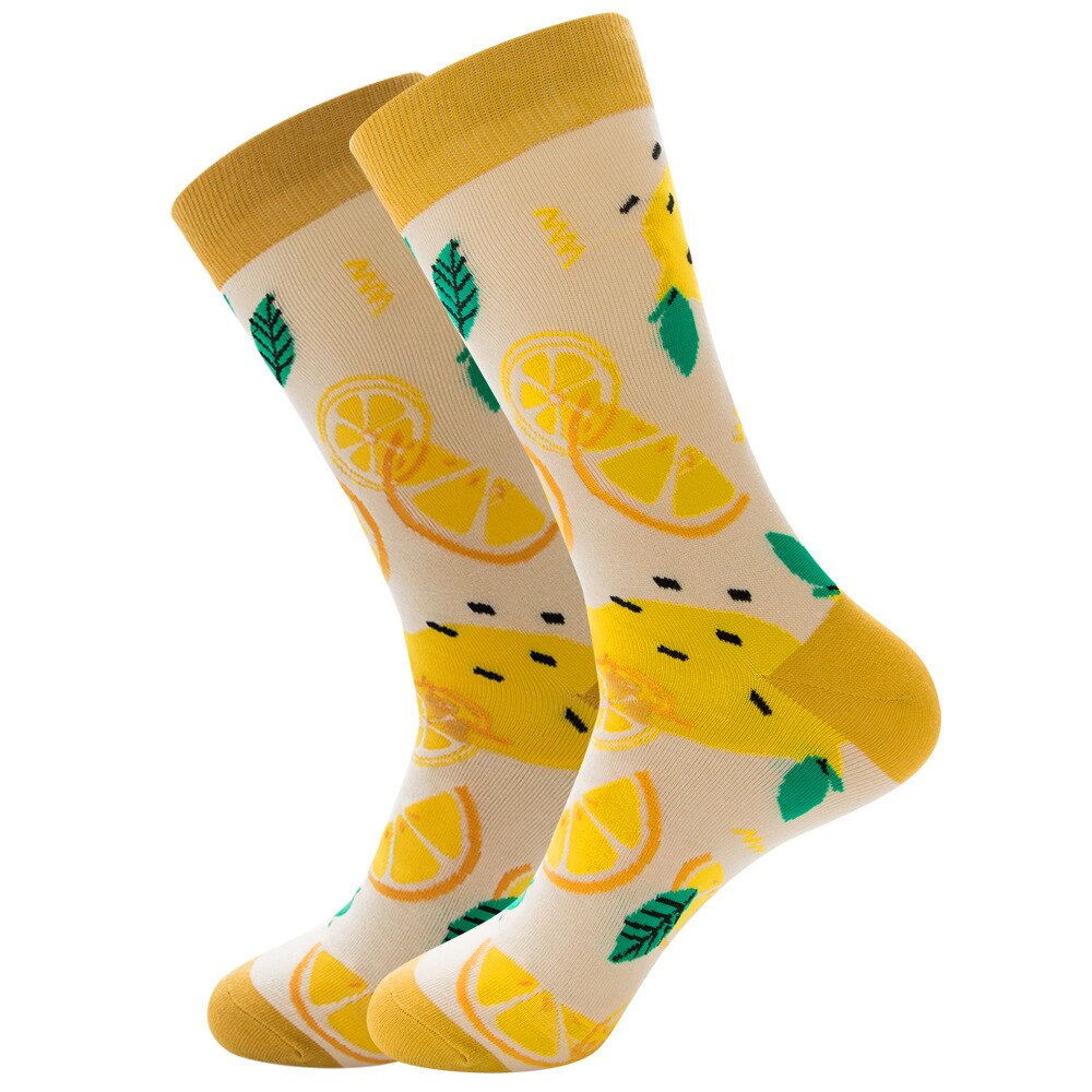 1Pair Cycling Sock Men Sports Socks Combed Cotton Cartoon Animal Fruit Geometry Universe Food Drink Funny Cute Skateboard Socks: type 41