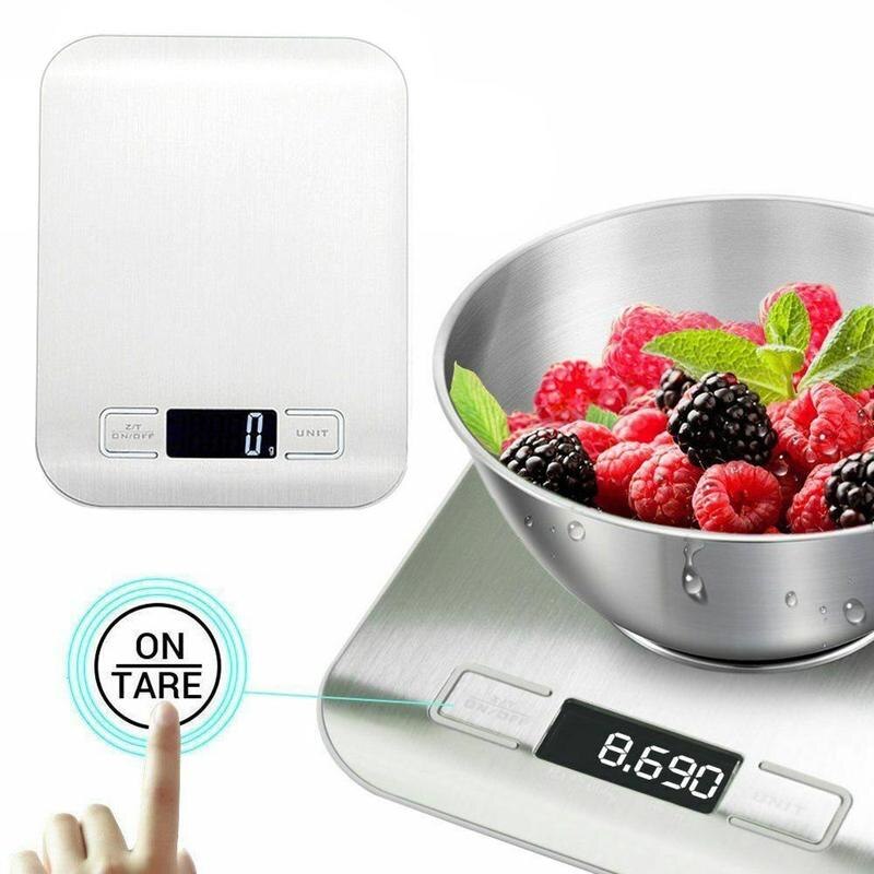 Digital Scale Kitchen Weight Electronic Weighing Balance 1g Slim Platform 5kg Tools Steel Scale Cooking F6R3