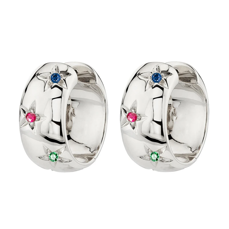 TIANDE-pendientes de aro grandes de Color dorado para mujer, aretes con Piercing circular y estrella de circón fino, accesorios de joyería para: Zinc negro plateado