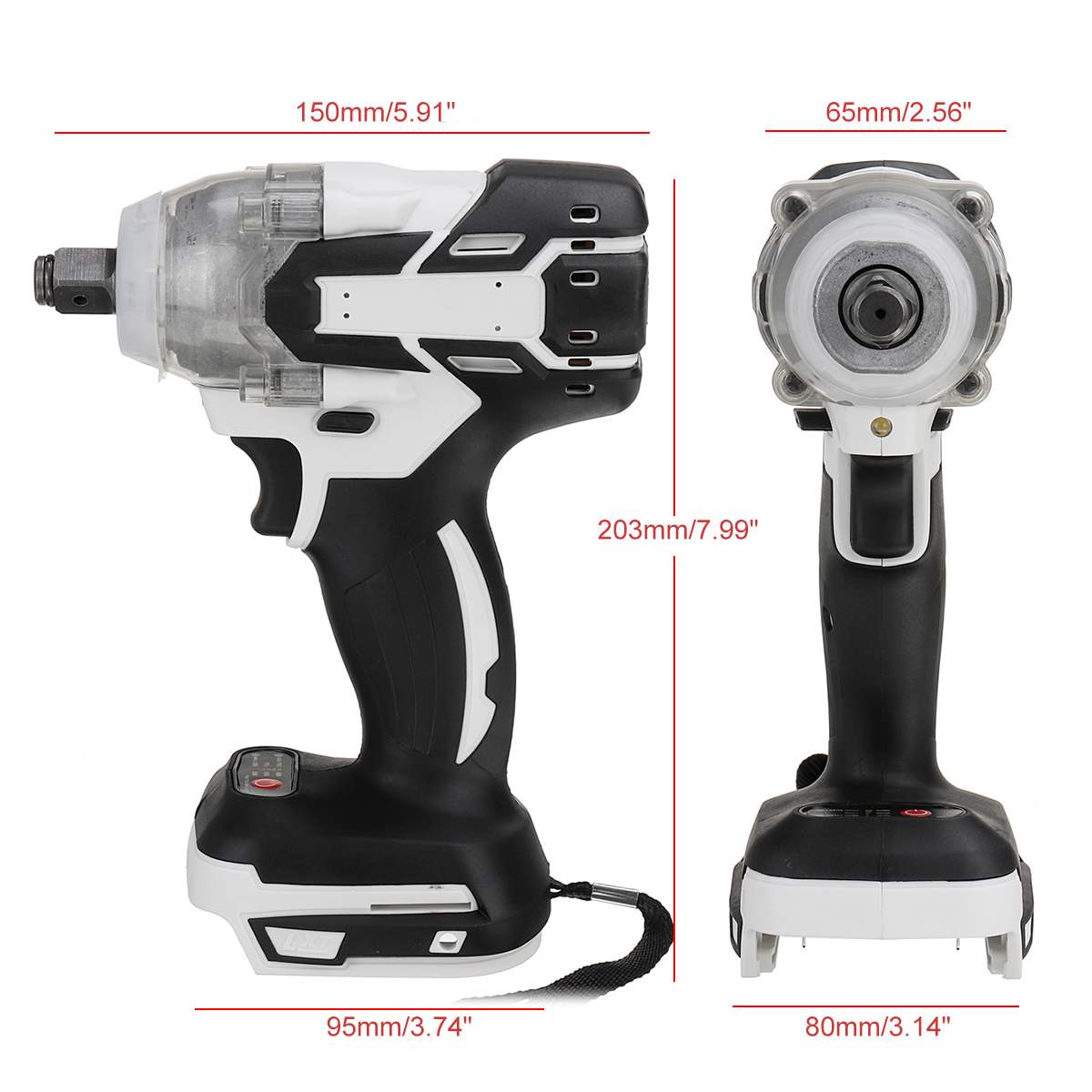Drillpro Brushless Cordless Electric Impact Wrench Impact Drill 1/2" Rechargeable Wrench Power Tools with 18V Makita Battery