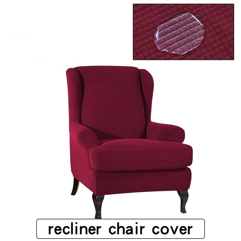 Vattentät all-inclusive elastisk fåtölj wingback soffa rygg stolsöverdrag fritidspall överdrag rutiga ränder skydd överdrag