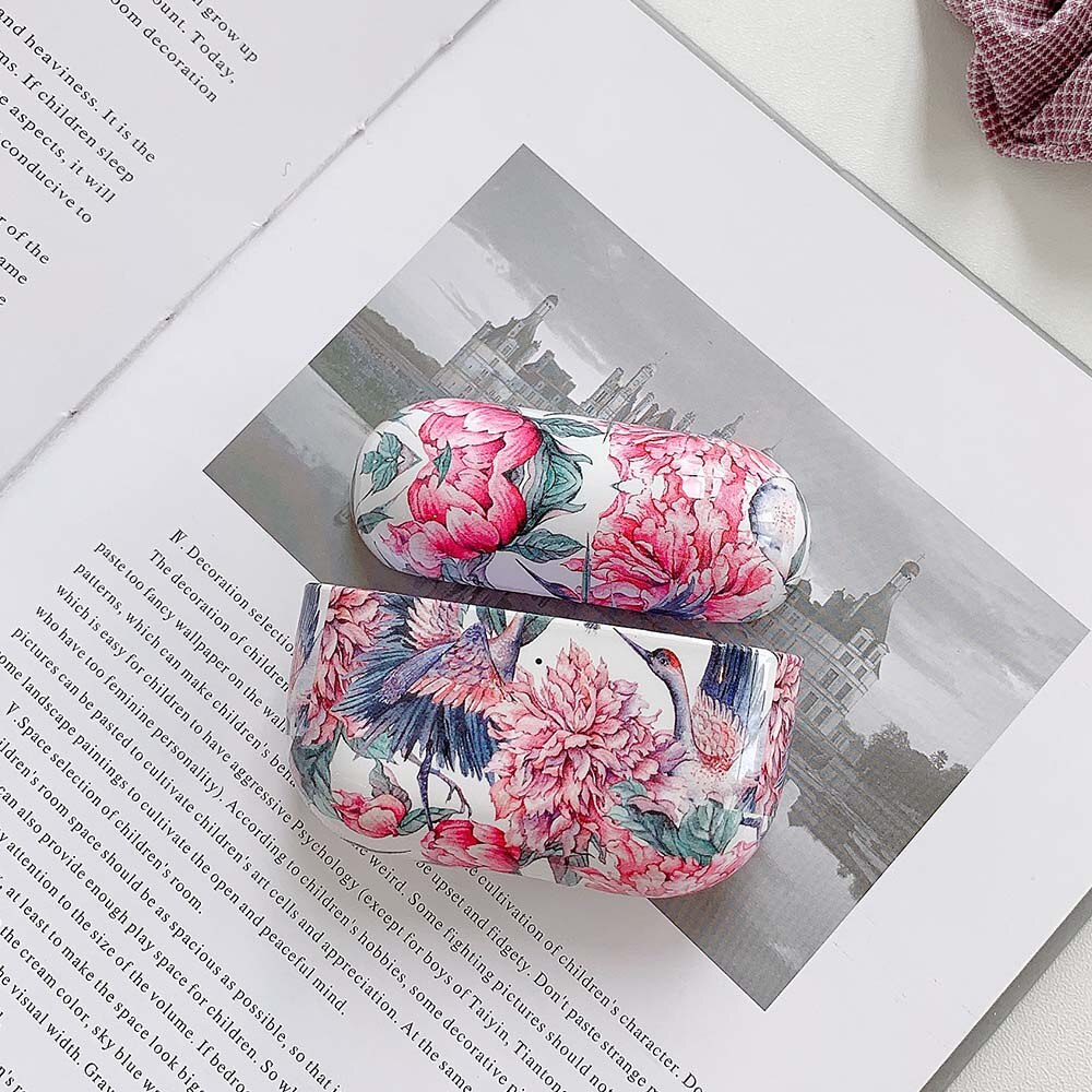 Kukkia kuuloke kotelo airpods 2 pro tapauksissa söpö värikäs vuosikerta kova pc sileä suojakotelo airpod 2 3 ilma palot tapaus: B airpods pro
