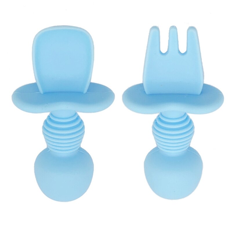 Kinderservies babyservies set siliconen vork lepel set voedingsbakjes bpa-vrij: Blauw