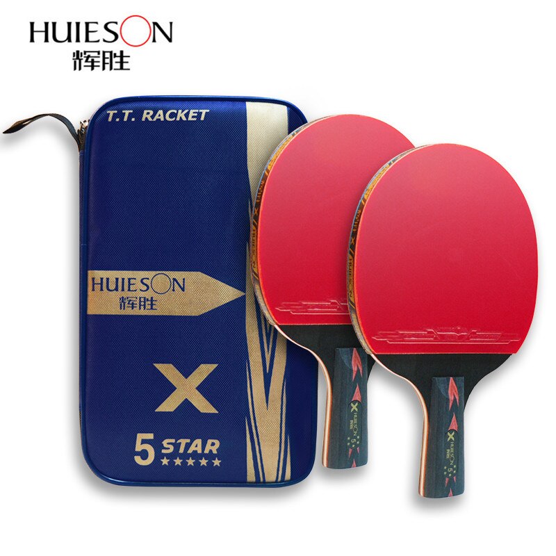 Huieson-Tabla de carbono de 5 estrellas conjunto de raqueta de tenis, potente pala de Ping Pong, bate de buen Control, ligero para adolescentes, entrenamiento, 2 uds.