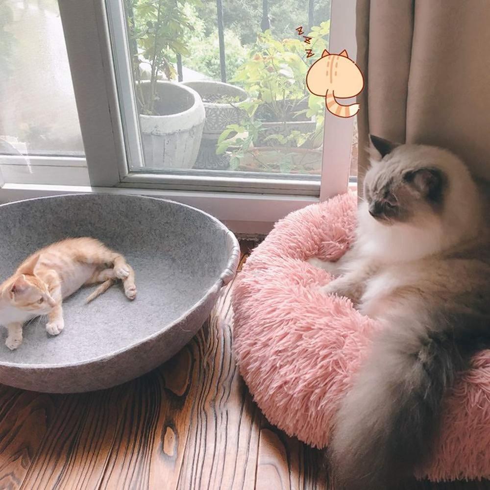 Pet Nest Bed Cats And Dogs Round Plush Material Winter Practical Pet Mats Suitable For Small And Medium Pets