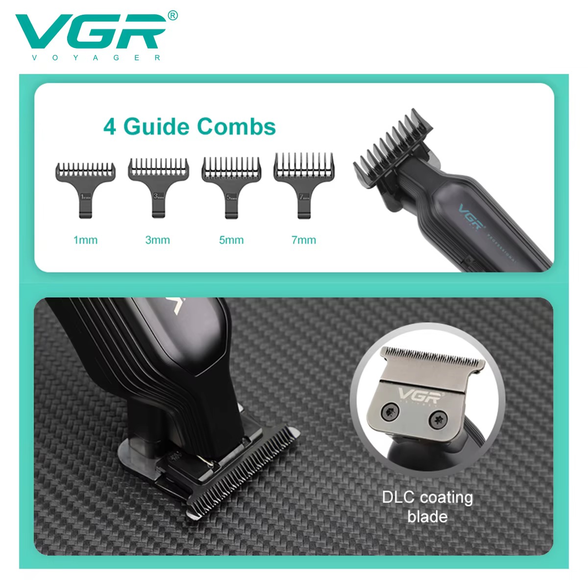 VGR maquina de cortar el pelo maquina de cortar cabello Cortadora de pelo Inalámbrica Cortadora de pelo Eléctrica Cortadora de pelo Cortadora de pelo Barbería Cuchilla DLC Cortadora para hombres V-930